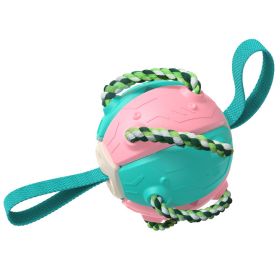 Dog Soccer Ball, Foldable Ball Molar Toy Outdoor Training (Color: Pink)