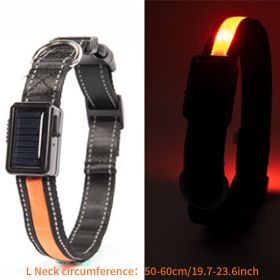 Solar And USB Rechargeable Light Up Pet Collar Waterproof LED For Night Walking (Color: Orange, size: L)