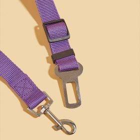 Adjustable Pet Safety Belt Leash; Dog Car Seat Belt for Traveling (Color: Purple, size: 72)