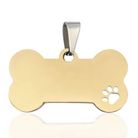 Stainless Steel Bone Shaped Pendant Collars, Metal Pendant for Pet Necklace (Color: Golden, size: L)