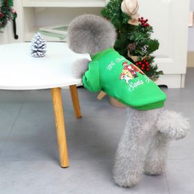 Christmas Hoodie with Santa Claus Pattern for Dog & Cat Warm Sweater (Color: Emerald Green, size: S)