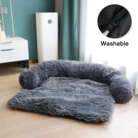 Pet Sofa; Warm Plush Pet Cushion for Indoor Dogs, Dog Blanket; Washable (Color: Dark Grey, size: M)