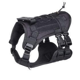 Tactical Dog Harness Dog Harness Vest with Soft Padded And D-Ring Collar (Color: Black, size: S)