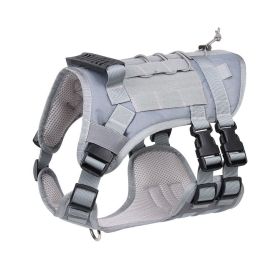 Tactical Dog Harness Dog Harness Vest with Soft Padded And D-Ring Collar (Color: Grey, size: L)