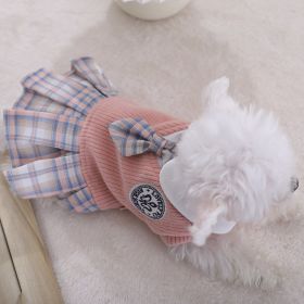 Sweet Bowknot Dog Sweater Dress; Winter Warm Pet Clothes; Costume (Color: Pink, size: L)