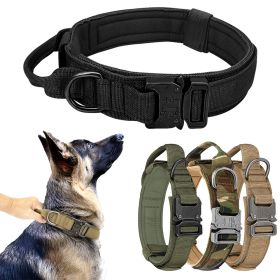 Dog Collar with Handle; Military Heavy Duty Dog Collars for Medium Large Dogs (Color: Military Blue, size: XL)