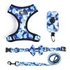 4Pcs Set Reflective No Pull Harness Collar Leash with Dog Poop Bag