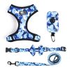 4Pcs Set Reflective No Pull Harness Collar Leash with Dog Poop Bag