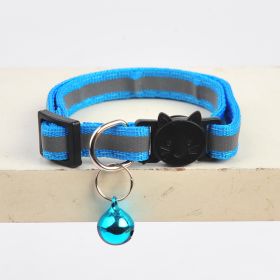 Collar for Dog & Cat; Dog Collar with Cartoon Cat Head (Color: Reflective Blue)