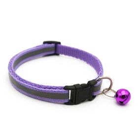 Collar for Dog & Cat; Dog Collar with Cartoon Cat Head (Color: Reflective Purple)