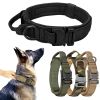 Dog Collar with Handle; Military Heavy Duty Dog Collars for Medium Large Dogs