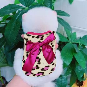 Winter Pet Clothing Soft Coral Vest Coat Leopard Print Costume (Color: Dark Pink, size: S)