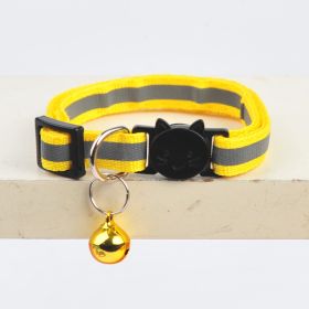 Collar for Dog & Cat; Dog Collar with Cartoon Cat Head (Color: Reflective Yellow)