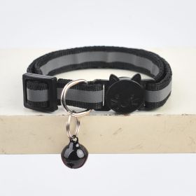 Collar for Dog & Cat; Dog Collar with Cartoon Cat Head (Color: Reflective Black)