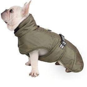 Dog Winter Fall Coat Wind-proof Reflective Anxiety Relief (Color: Olive, size: 3XL)