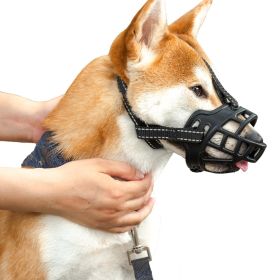 Dog Muzzle Prevents Chewing and Biting; Allows Panting and Drinking-Comfortable (Color: Reflective Black, size: No. 2)