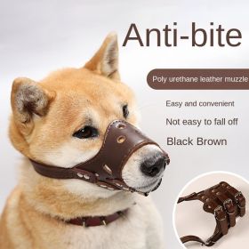 Dog mouth mask; anti-barking; anti-bite; dog mouth cover (colour: Brown mouthpiece, size: L)