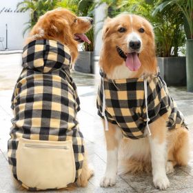 Plaid Dog Hoodie, Classic Plaid Small Medium Dogs Dog Costumes (colour: Zipper pocket coat beige black, size: 2XL (chest circumference 60, back length 42cm))