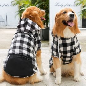 Plaid Dog Hoodie, Classic Plaid Small Medium Dogs Dog Costumes (colour: Zipper pocket coat black and white, size: M (chest circumference 42, back length 30cm))