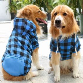 Plaid Dog Hoodie, Classic Plaid Small Medium Dogs Dog Costumes (colour: Zipper pocket coat blue black plaid, size: M (chest circumference 42, back length 30cm))