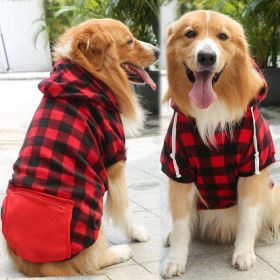 Plaid Dog Hoodie, Classic Plaid Small Medium Dogs Dog Costumes (colour: Zipper pocket coat with red and black plaids, size: 3XL (chest circumference 70, back length 55cm))