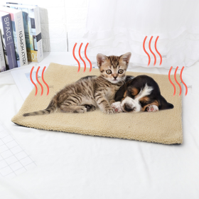 Self-Heating Pet Mat; Non-Electric Pet Warming Pad (Color: Beige, size: 60*45cm/23.6*17.7in)