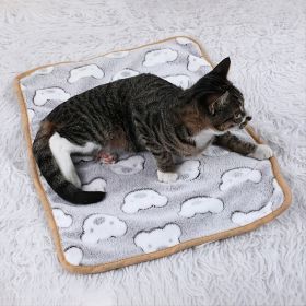 Warming Pet Pad Cartoon Paw Print Bed Plush Sleeping Pad (size: S)