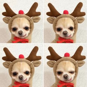 Christmas Dog Winter Warm Clothing Plush Coat Hoodies Pet Costume Jacket (Color: coffee, size: M)