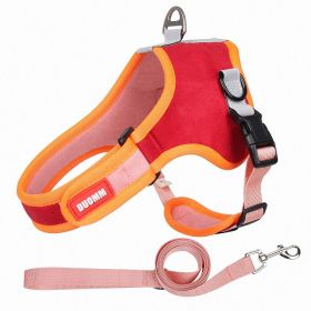 Dog Harnesses and dog leash set; Suede Chest Strap Saddle Vest Style Dog Chest Back Reflective, Strap, Rope (Specification (L * W): M, colour: red)