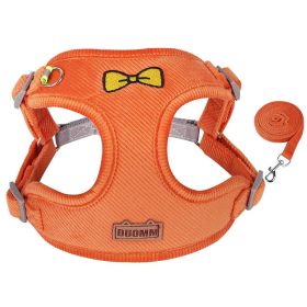 dog Harnesses and dog leash set; Pet Traction Rope Vest Pet Chest Strap Small and Medium Dog Strap Reflective Dog Walking Rope Wholesale (Specification (L * W): L, colour: Orange)