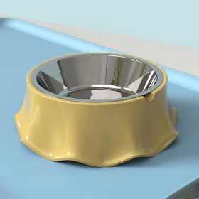 Dog Bowl for Food and Water, Stainless Steel Pet Feeding Bowl (Color: Yellow)