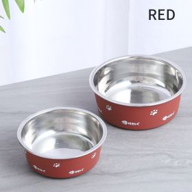 Dog Bowl for Food and Water, Stainless Steel Pet Feeding Bowl, Durable Non-Skid Insulated Heavy Duty with Rubber Bottom (Color: Red, size: L)