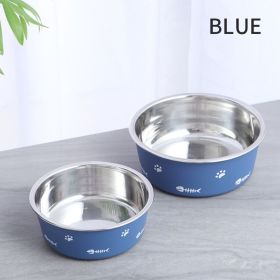 Dog Bowl for Food and Water, Stainless Steel Pet Feeding Bowl, Durable Non-Skid Insulated Heavy Duty with Rubber Bottom (Color: Blue, size: L)