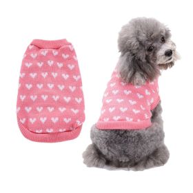 Dog Sweater Turtleneck Dog Knitwear Warm Pet Sweater (Color: Pink, size: L)