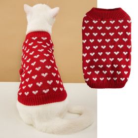 Dog Sweater Turtleneck Dog Knitwear Warm Pet Sweater (Color: Red, size: L)