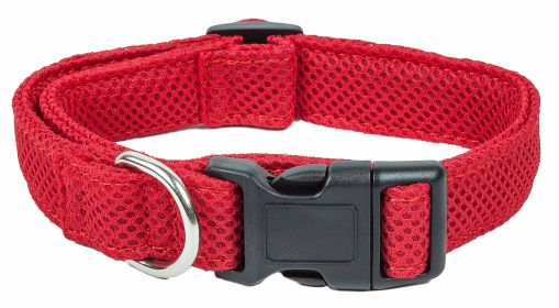 360 Degree Dual Sided Comfortable and Breathable Adjustable Mesh Dog Collar (Color: Red, size: small)