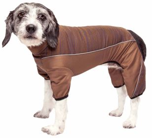 Heathered Performance 4-Way Stretch Two-Toned Full Body Warm Up (Color: Brown, size: X-Large)