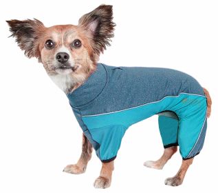 Heathered Performance 4-Way Stretch Two-Toned Full Body Warm Up (Color: Blue, size: X-Large)