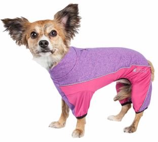 Heathered Performance 4-Way Stretch Two-Toned Full Body Warm Up (Color: Purple, size: X-Small)