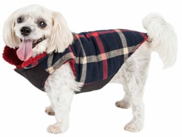 Classical Plaided Insulated Dog Coat Jacket (Color: Blue, size: small)