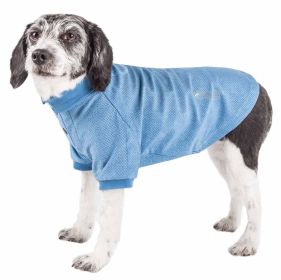 'Fur-Flexed' Relax-Stretch Wick-Proof Performance Dog Polo T-Shirt (Color: Blue, size: X-Small)