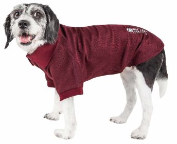 'Fur-Flexed' Relax-Stretch Wick-Proof Performance Dog Polo T-Shirt (Color: Burgundy, size: small)