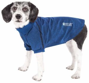 'Fur-Flexed' Relax-Stretch Wick-Proof Performance Dog Polo T-Shirt (Color: Navy, size: medium)