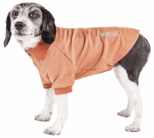 'Fur-Flexed' Relax-Stretch Wick-Proof Performance Dog Polo T-Shirt (Color: Brown, size: X-Large)