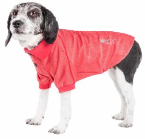 'Fur-Flexed' Relax-Stretch Wick-Proof Performance Dog Polo T-Shirt (Color: Red, size: small)