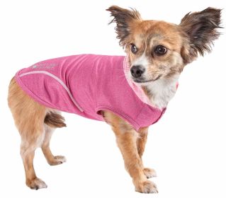 Premium 4-Way Stretch Two-Toned Sleeveless Dog T-Shirt Tank Top Hoodie (Color: Pink, size: X-Small)