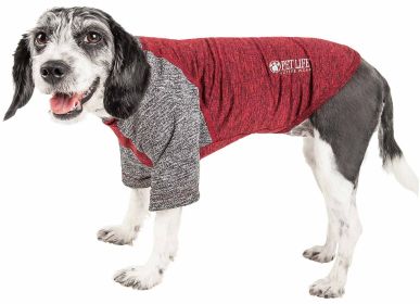 Active Pet 'Hybreed' 4-Way Stretch Two-Toned Performance Dog T-Shirt (Color: Maroon, size: X-Small)