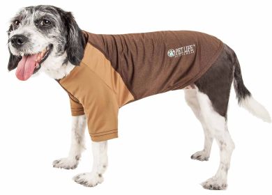 Active Pet 'Hybreed' 4-Way Stretch Two-Toned Performance Dog T-Shirt (Color: Brown, size: X-Small)