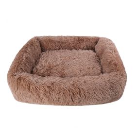 Soft Plush Orthopedic Pet Bed Slepping Mat Cushion (Color: Brown, size: XS ( 17 x 14 x 8 in ))