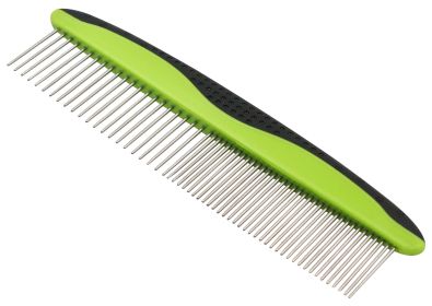 Wide and Narrow Tooth Grooming Pet Comb (Color: Green)